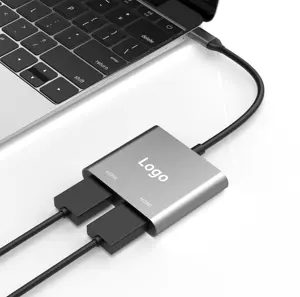 อะแดปเตอร์ฮับ usb-c 2 ใน 1 ประเภท c เป็น dual HDTV 4K 60Hz usb c ฮับแยกสําหรับแล็ปท็อป