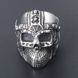 Skull <b>Titanium</b> Steel <b>Ring</b> Men's Punk Fashion Jewelry SA458 Skeleton Metal Retro Geometric Design Gift - Product Image 4