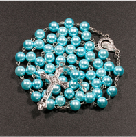Collier Komi multicolore avec croix de Jésus, Christ, Marie, pour la prière, vente chaude, chapelet en plastique et alliage, chaîne de collier