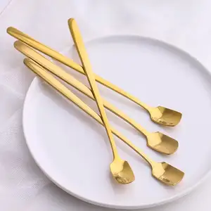 China Factory Stainless Steel Tea Spoon Titanium Coating Long Gold Coffee Spoon for Daily use