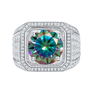 공장 가격 <span class=keywords><strong>1CT</strong></span> mens moissanite 반지 블루 블랙 컬러 힙합 moissanite 원석 925 스털링 실버 여성 고급 보석 선물 - Product Image 2