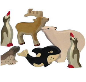 Estante de Madera Natural para Manualidades con Animales Salvajes, Decoración de 12 Animales Salvajes - Product Image 2