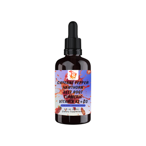 Gotas Líquidas de Cayena, Espino Blanco, Raíz de Remolacha y Cúrcuma con Vitamina K2+D3 de Marca Privada para Apoyo Inmunológico, Energía y Antioxidantes - Product Image 1