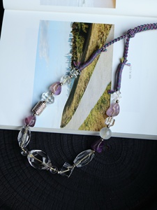 Collier tressé à la main en quartz naturel transparent et améthyste, accessoires en argent 925, ajustable, pour femme, avec plusieurs pierres, style ras-de-cou, vente en gros - Product Image 5
