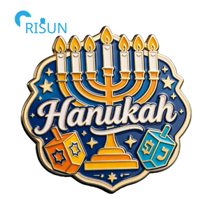 Magnete da Frigorifero Personalizzato con Stella di David, Menorah per <span class=keywords><strong>Buon</strong></span> Hanukkah, Spilla da Bavero, Distintivo, Spilla Smaltata Personalizzata per Hanukkah - Product Image 5