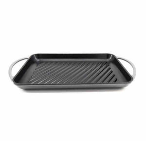 Enamel Coated Skillets Cast Iron Non-stick Fry <strong>Pan</strong> BBQ Red Barbecue <strong>Grill</strong> Outdoor OEM Korean Metal Bakeware <strong>Grill</strong> <strong>Pan</strong> - Product Image 6