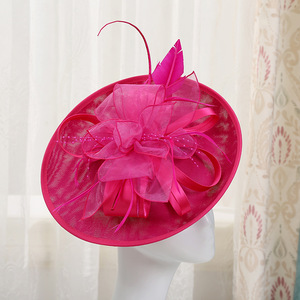 Dames fantaisie cérémonie bleu noir rouge vert gros cheveux fascinateurs formel église chapeau pour femmes mariée casque bandeaux coiffure - Product Image 4