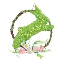 Paaskrans van rotan, houten tafeldecoratie, kunstbloemen, konijnen-deurhanger, rustieke binnenhuisdecoratie, Chinees gemaakt ornament