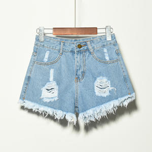 Shorts en <span class=keywords><strong>jean</strong></span> <span class=keywords><strong>taille</strong></span> haute pour femmes grandes tailles, décontractés, respirants, coupe ample, jambes larges, pour l'été, pour étudiantes et sœurs jusqu'à 100 kg - Product Image 3