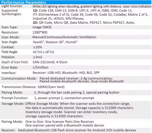 Vente en gros Mini lecteur de codes-barres portable sans fil Fabricant en stock Produit facile à transporter Lecteur de codes-barres - Product Image 5