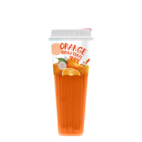 Natuurlijk zomerse tropische watermeloen-cantaloupe smaak sap in een aanpasbare beker, fruitdrank