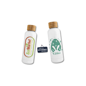 Bottiglia in Bambù EcoMarket 500 Ml, Tumbler in Acciaio Inossidabile con Tappo in Legno, Design Pasquale - Product Image 1
