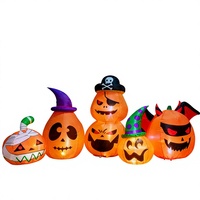 Décorations de fête d'extérieur LED gonflables en polyester de 24 mètres, thèmes Halloween : Momie, Pirate, Chauve-souris et Citrouille