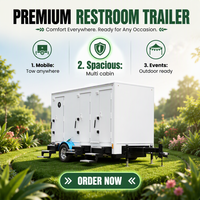 Remorque de toilettes mobiles durable avec toilettes portables pour événements extérieurs, usage commercial, sanitaire et camping