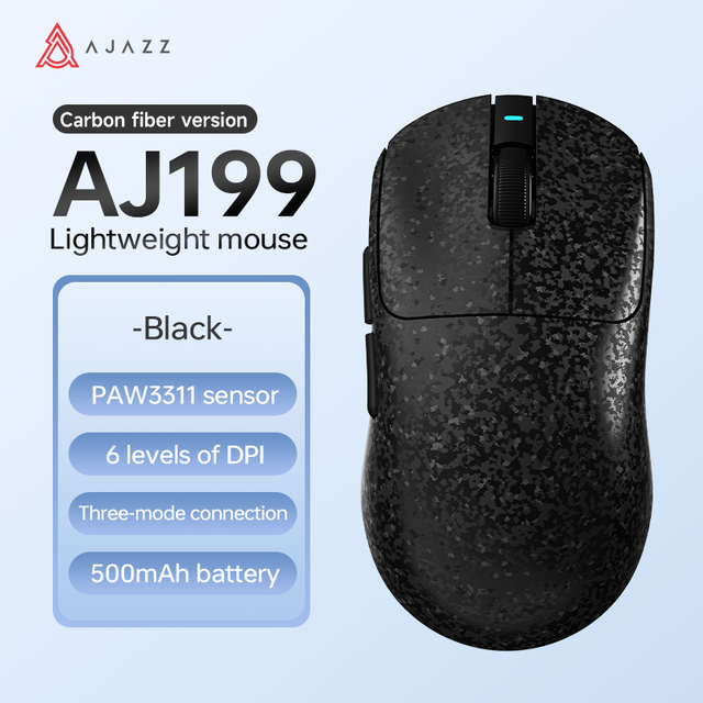 Programmable AJAZZ AJ199 Series Carbon Fiber Tri-Mode Wireless Gaming Mouse PAW3311 DPI up to 24000