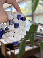 Bracelet en cristal naturel Sinyore Cangxue - Quartz fantôme flocon de neige / Lapis Lazuli