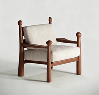 Fauteuil d'appoint moderne en bois massif avec coussin en lin doux pour salon, hôtel et villa
