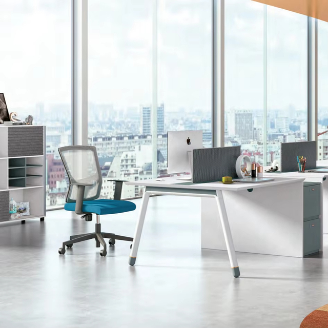 Trendy Office Workstation 4 Seat Computer Table with Privacy Screen and Basic Combination Lock System