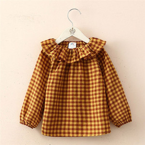 Fábrica China de Camisetas de Manga Larga a Cuadros de Algodón para Niñas, Estilo Japonés, con Ropa Infantil de Boutique al por Mayor - Product Image 2