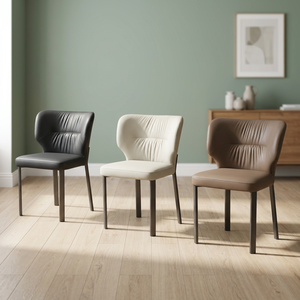 Silla Moderna de Piel Sintética para Sala de Estar, Respaldo Sólido, Patas de Metal, Diseño Ergonómico, Estilo Minimalista, Muebles para el Hogar - Product Image 3