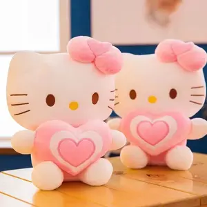 Grosir boneka kucing menggemaskan KT mainan mewah kucing cinta untuk Hari Valentine boneka kucing busur lucu hadiah ulang tahun anak perempuan bantal cinta kucing
