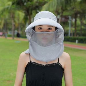 Chapeau Bob d'été à large bord avec masque facial respirant et amovible, design queue de cheval, pour pêche décontractée unisexe - Product Image 2
