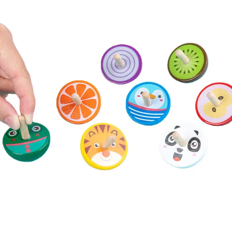 나무 무작위 색상 1 PC 아이 나무 자이로 장난감 어린이 성인 릴리프 스트레스 데스크탑 회전 탑 장난감