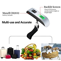 Balance à bagages électronique numérique portable, alimentée par batterie, 50 kg, petite, avec écran LCD rétroéclairé vert, à suspendre à la main