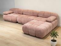 Canapé modulaire en forme de bulle, velours rose clair, canapé compressé, canapé modulaire en forme de L moderne et doux pour salon spacieux