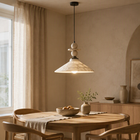 Lampe suspendue en travertin, forme conique, douille E27, lampe décorative pour salon, café