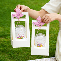 Boîte d'emballage portable blanche XiYu pour dim sum, gâteaux, fruits, à emporter, avec fenêtre transparente et décoration nœud.