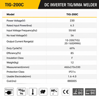 Certifications de qualité, service professionnel, nouveau soudeur TIG/MMA JUBA TIG-200C 230v 6.3kva DC Inverter, acier inoxydable, acier au carbone