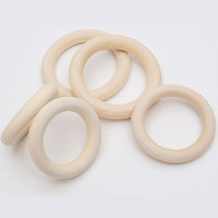 Factory Custom Unfinished Solid Craft DIY Natural Wooden Circle Macrame Wood Rings Without Paint