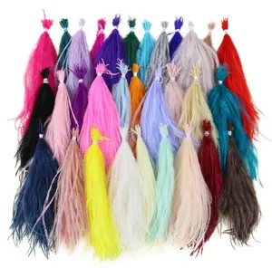 Wholesale 50pcs/80pcs/100pcs/ Natural Ostrich Feather Strung Tassel Ostrich Feather Pincher Ostrich Strings For Clothing Decor