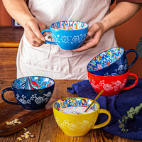 Tasse à café en céramique peinte à la main, motif mandala bohème, en grès, tasse à thé, compatible micro-ondes et lave-vaisselle, logo personnalisé, vente en gros