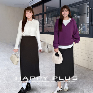 Falda Midi de Corte A con Textura de Lana, Cintura Alta, Gris Oscuro, Talla Grande 90/94, Microelástica, Poliéster, Ropa de Trabajo para Mujer - Product Image 4