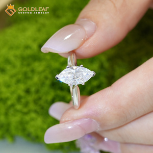 Goldleaf Wholesale 925 Sterling <b>Silver</b> 2ct Marquise Cut Moissanite Women's Engagement Wedding <b>Ring</b> Prong Setting <b>Silver</b> Plated - Product Image 3