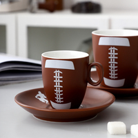 Meilleur Ensemble de Thé Café/Thé Brun Tasse Et Soucoupe Avec Baseball Logo