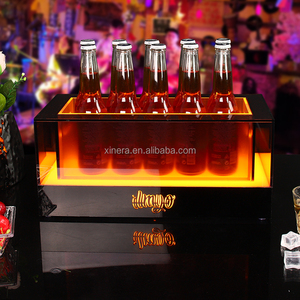 Custom Logo Warm Light Acrylic Ice Tub, LED <b>Illuminated</b> Beverage Chiller for Entertainment Venue - Product Image 2