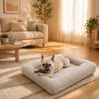 Maßgefertigtes Klassisches Komfort-Orthopädisches Tragbares Hundebett für Katzen & Hunde Memory-Schaum Abnehmbarer Bezug Rutschfester Boden Weich Rund