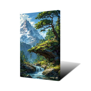 Cascata <span class=keywords><strong>e</strong></span> alberi verdi immagine da <span class=keywords><strong>parete</strong></span> arte stampa ad alta definizione paesaggio pittura su tela <span class=keywords><strong>con</strong></span> cornice interna per la decorazione della <span class=keywords><strong>parete</strong></span> - Product Image 1