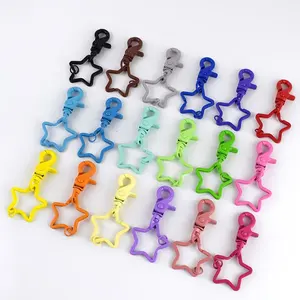 Meetee BF195 Colorful Painting Bag Accessories Iron Candy Color Star Shape Lobster Hook Buckle Five-pointed Star Key Ring Buckle