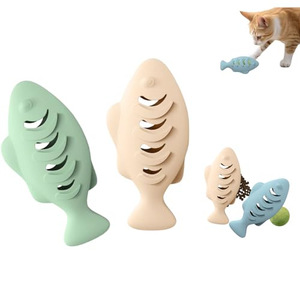Silicone Fish Cat Toy Fish <b>Bites</b> Chew Toy For Cats Interactive Pet Toy Light Blue 38g - Product Image 4