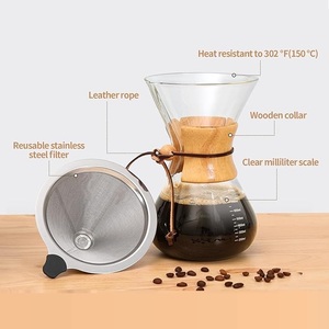 Carafe à café en verre borosilicate sans plomb avec col en bois moderne - Product Image 5