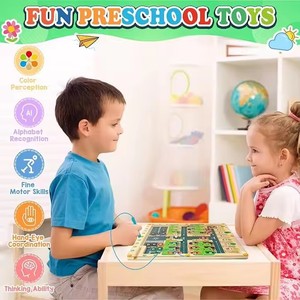 <span class=keywords><strong>Jeu</strong></span> de société éducatif en bois Montessori personnalisé pour enfants, labyrinthe de couleurs et de nombres, apprentissage <span class=keywords><strong>du</strong></span> stationnement, cadeaux pour enfants - Product Image 4