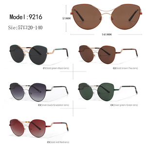 Lunettes de soleil œil de chat pour femmes, verres marron, monture métallique à bord complet, protection UV400, lunettes de soleil tendance pour adultes - Product Image 3