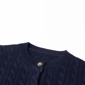 <strong>Navy</strong> Cable Knit Ultra Soft Comfortable and Classic Daily Wardrobe Essential <strong>Cardigan</strong> - Product Image 6