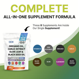 Capsules d'huile d'<span class=keywords><strong>origan</strong></span>, d'ail, de feuille d'olivier et de graines noires avec vitamine D3 et zinc, marque privée OEM, 120 capsules - Product Image 3