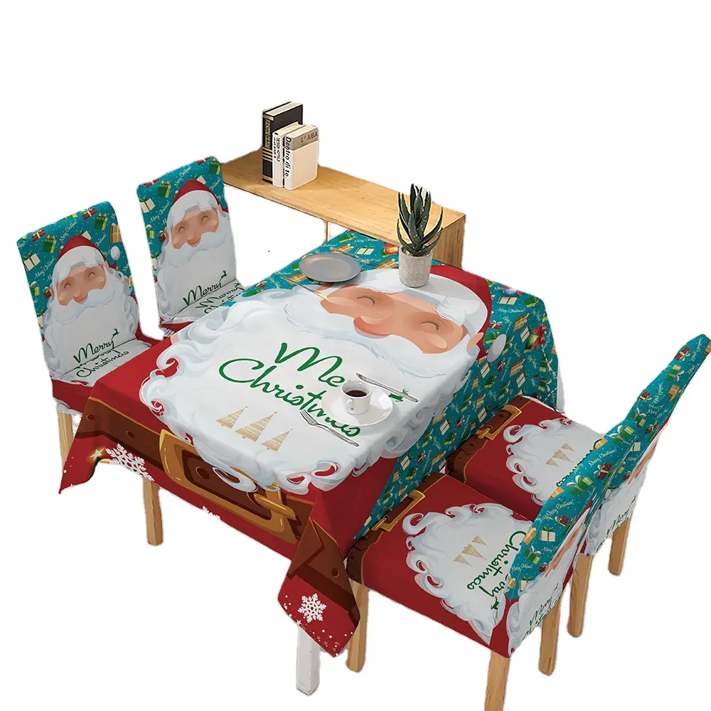 テーブルクロスクリスマスダイニング長方形コットンリネンテーブルクロスフェスティバル卓上クリスマスキッチン装飾サンタクローステーブルクロス