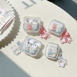 Conejo de estrella en forma de dibujos animados para funda de auriculares Bluetooth para <span class=keywords><strong>AirPods</strong></span> 2ª <span class=keywords><strong>generación</strong></span> <span class=keywords><strong>Pro</strong></span> <span class=keywords><strong>3</strong></span> Función de limpieza accesorios para auriculares - Product Image 1